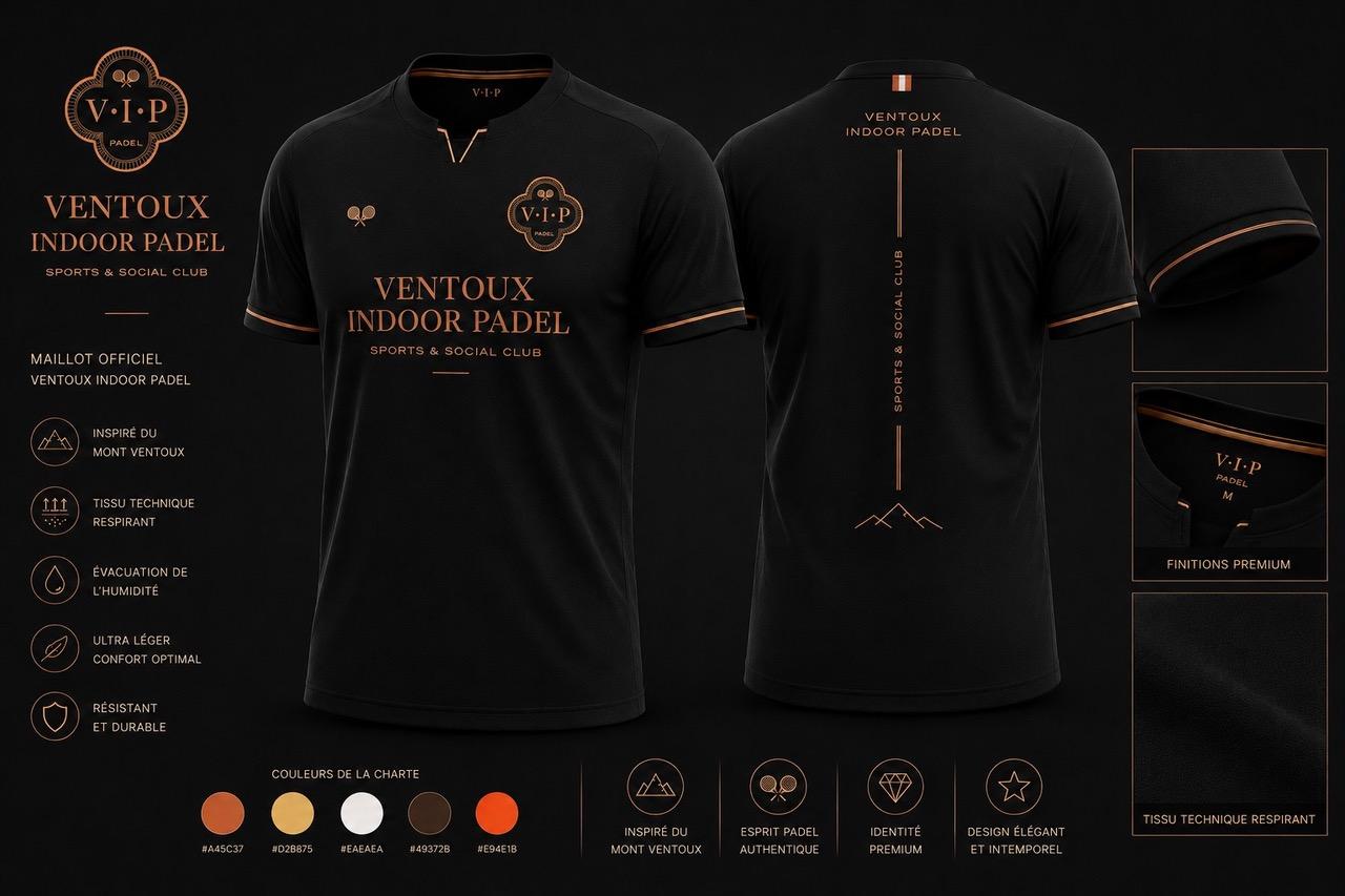 Polo officiel VIP Ventoux Indoor Padel, coloris noir